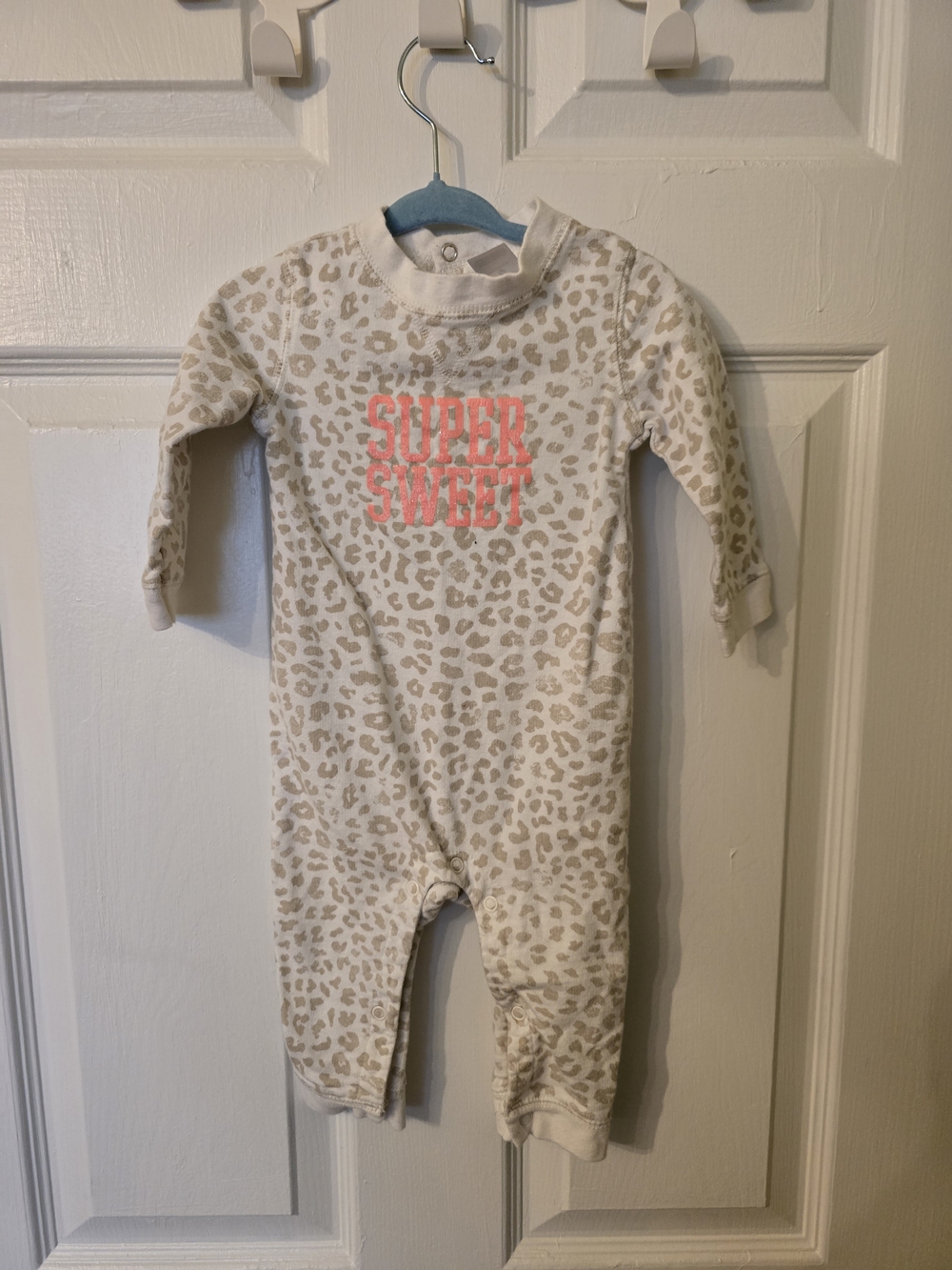 Carter's Cream Leopard-Print Footie with Pink "Super Sweet" Graphic